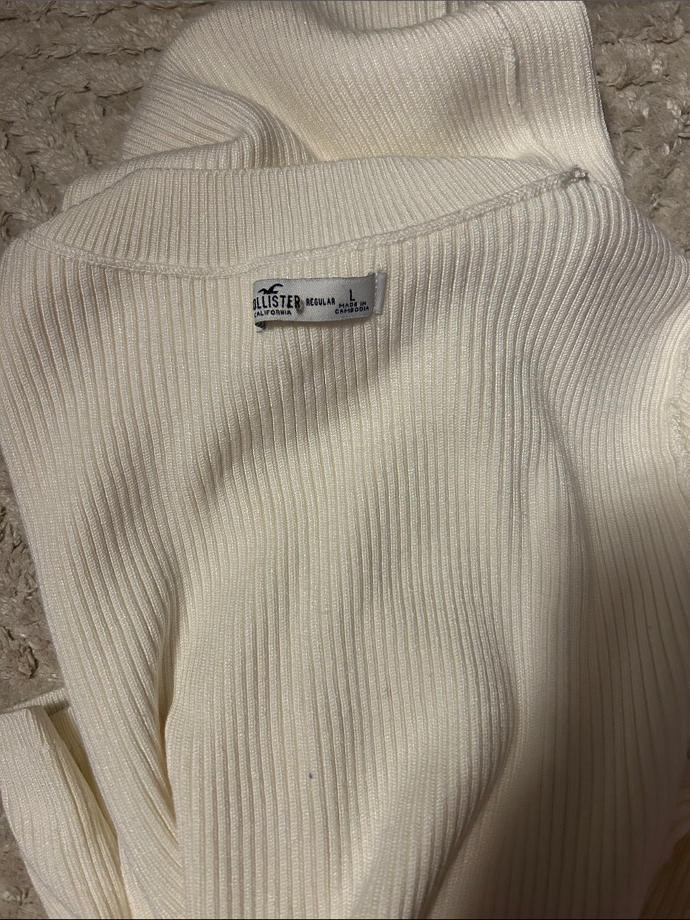 Hollister bright White Ribbed Long Sleeve bodycon dress size L like new